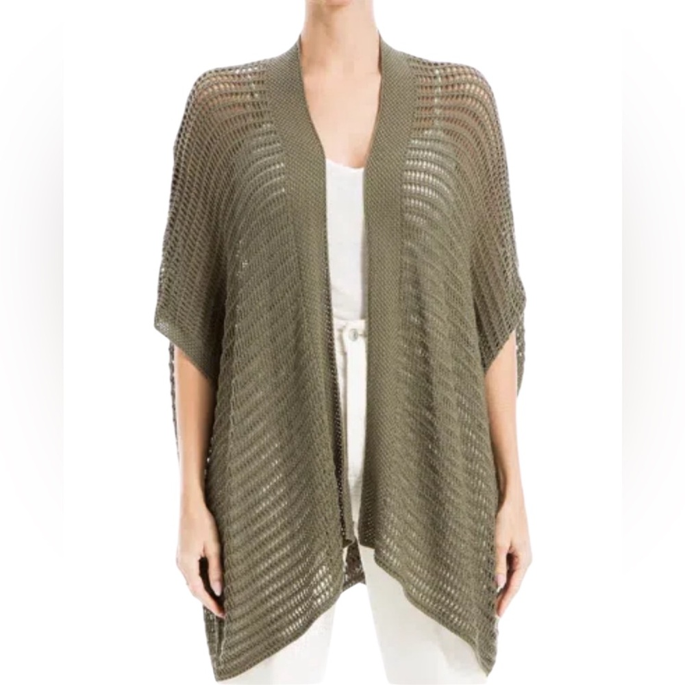 Max Studio Olive Knit Poncho